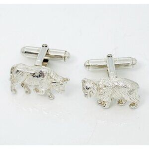 Tiffany Bull Bear Stock Market Finance Cufflinks in Sterling Silver Day Trader